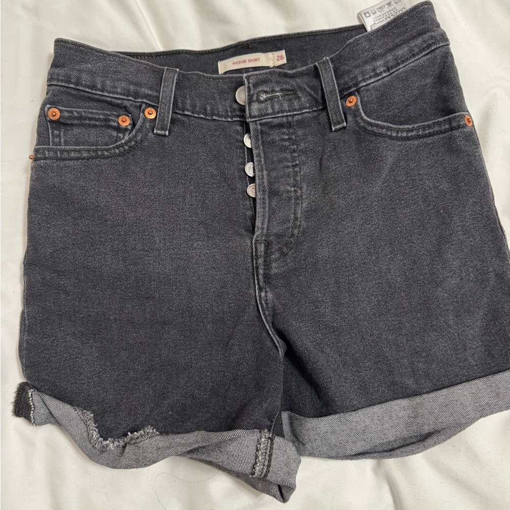 Levi's Black Button-Fly Wedgie Jean Shorts